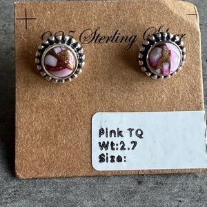 Pink Turquoise Sterling Silver Earrings